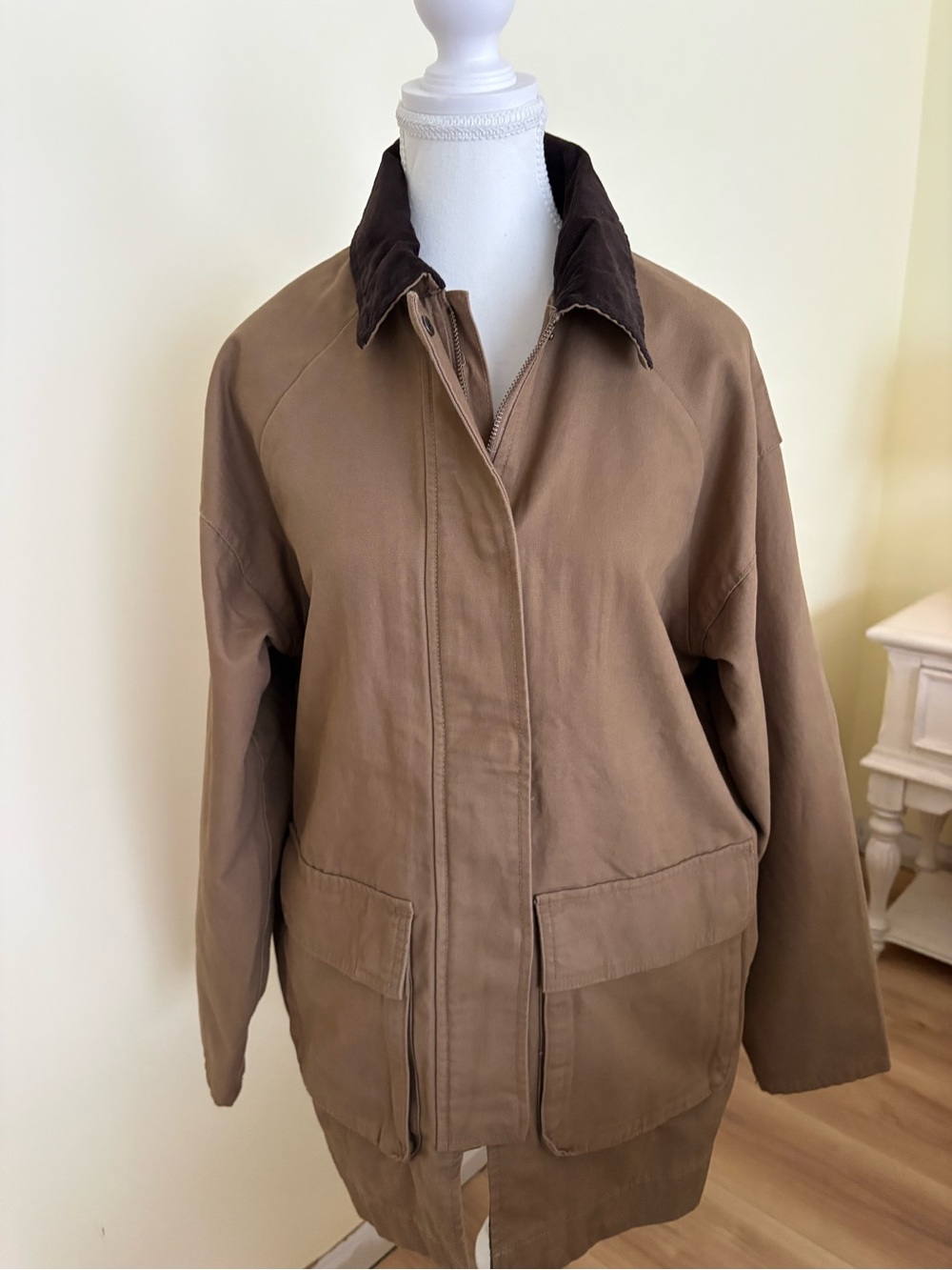 Barn Jacket! Cotton Blend Utility Jacket with plaid lining L XL